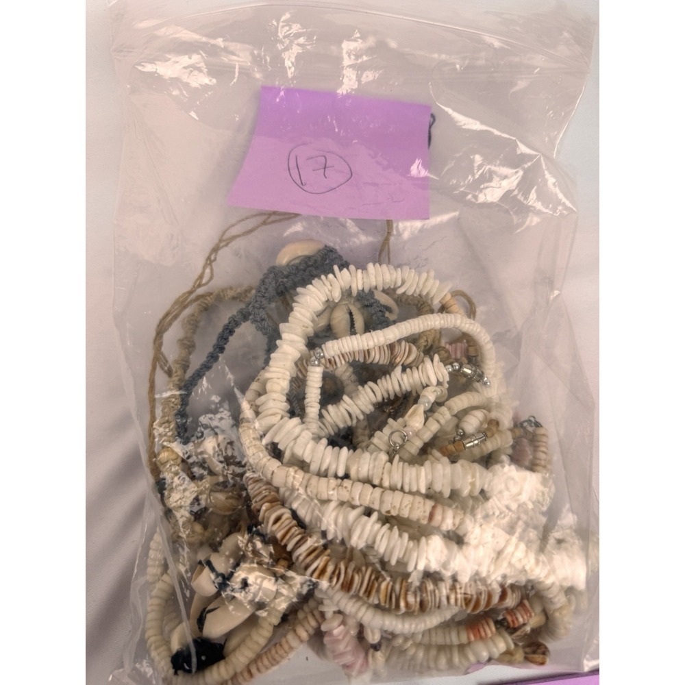 Puka Sea Shell Necklaces Lot (17) Vintage Y2K Dyed Hawaiian Surfer Beach Wedding - Picture 7 of 7